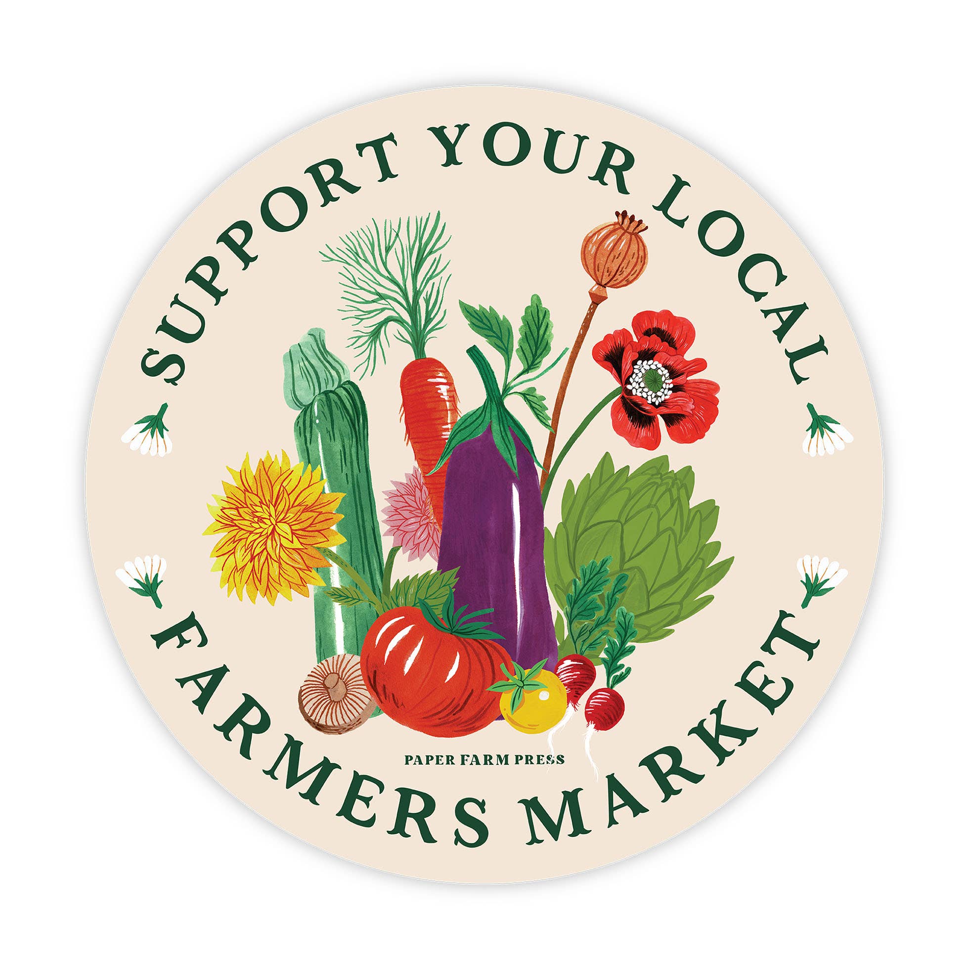 Paper Farm Press - Wholesale Phone & Laptop Stickers - Support Your Local Farmers Market Decal Sticker3