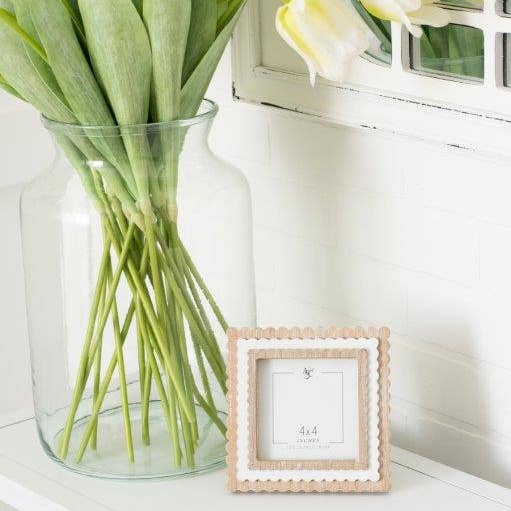 Adams & Co. - Wholesale Picture Frame - 11847 - 6x6x1 wood photo frame (SCALLOP) ntrl/wh (4x4) pic