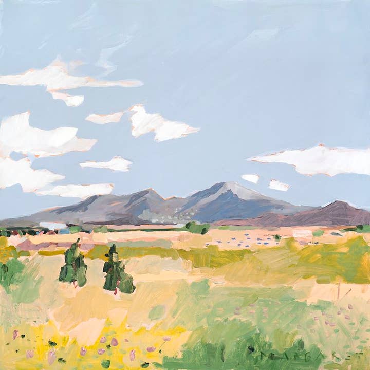 Pâturage avec montagnes bleues pour la vente par Margaret Jeane