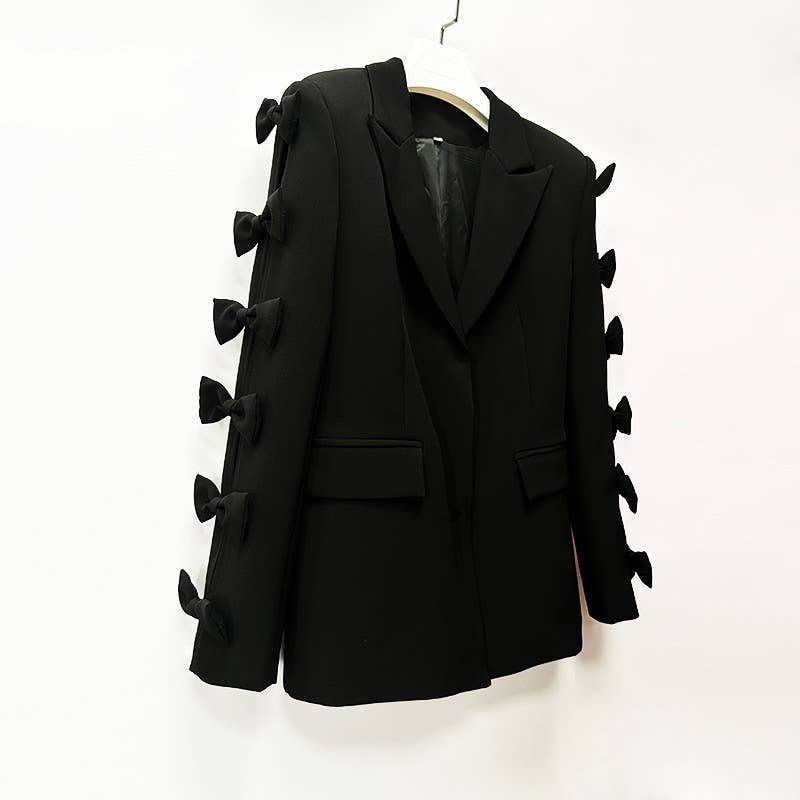 Sanyao Fashion - Vente Veste de tailleur – femme  - Veste de costume mi-longue rouge chic à manches à nœud papillon SY25411