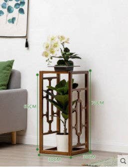 everythingbamboo - Venta al por mayor Soportes para macetas - Soporte de madera de bambú de primera calidad para decoración de plantas, estante tallado, elegante1