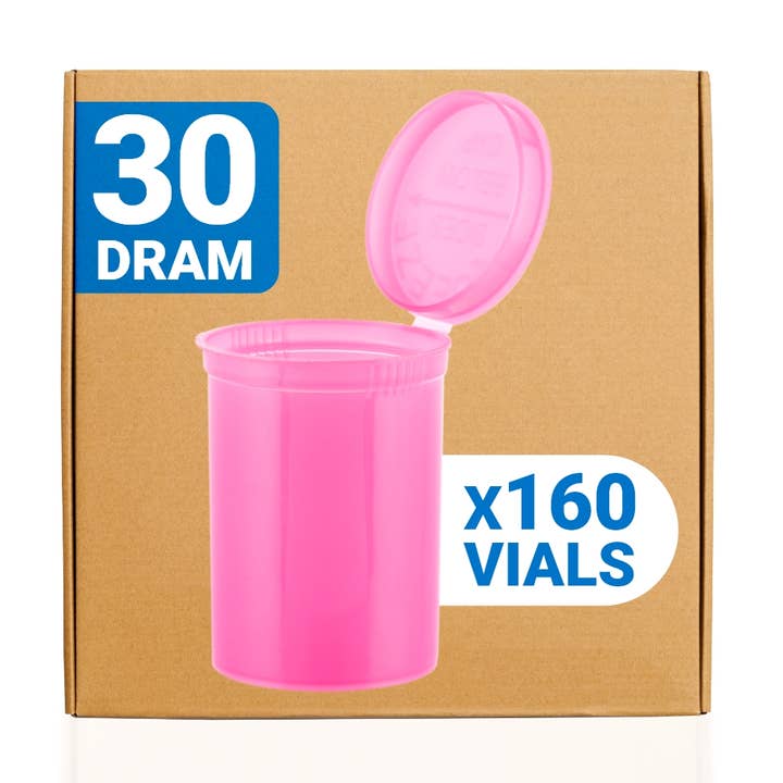 Cannatron - Wholesale Humidor/Cigar Accessory - 30 Dram Loud Lock Child Resistant Pop Top Vials - 160ct22