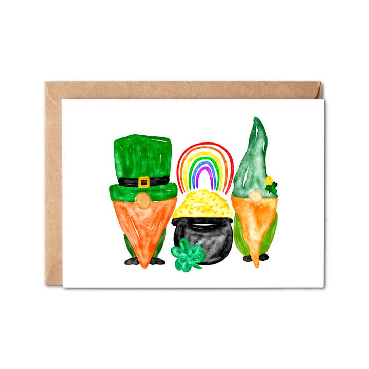Irish Gnomes Hand Drawn St Patrick's Day Greeting Card for wholesale by Simply Crafty