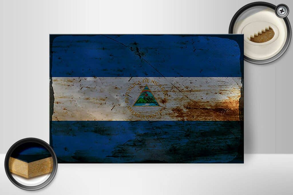 Femer - Wholesale Sign - Nicaragua flag wooden sign 30x20 cm flag Nicaragua rust decorative sign wooden sign1