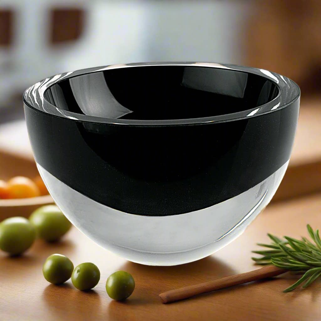 Jet Black Penelope Mouth Blown European Lead Free 6" Bowl for wholesale by Badash