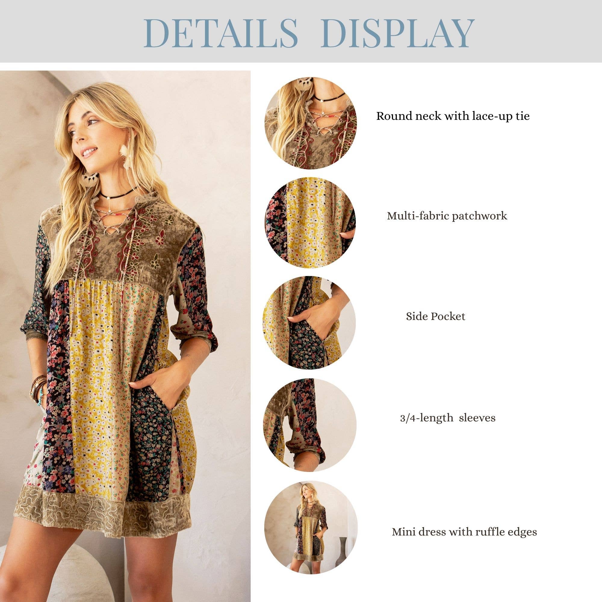 Young Threads - Wholesale Dress - Women's - Chic Bohemian Stone-Washed Babydoll Dress16