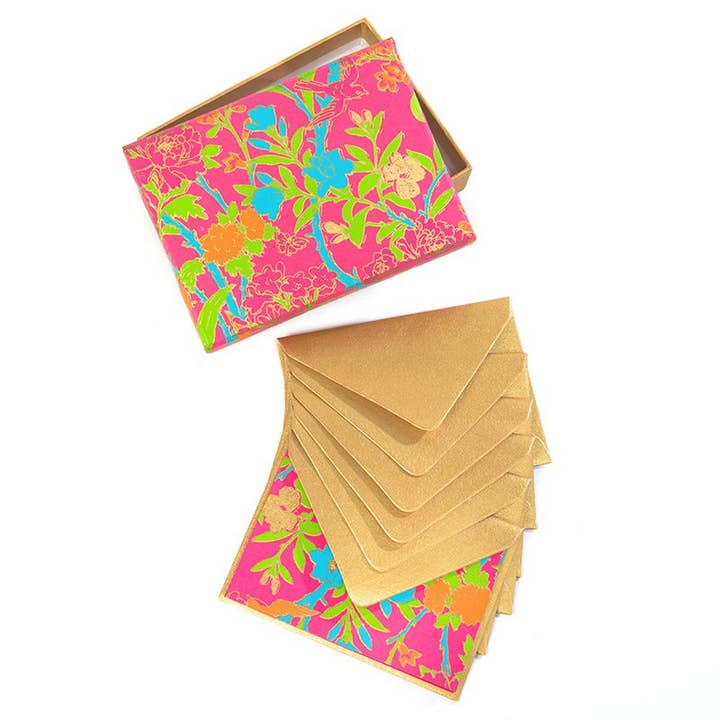 Juego de Tarjetas de Notas en Caja Floral • Tarjetas Botánicas Brillantes Hechas a Mano para venta al por mayor de Globe Enterprise