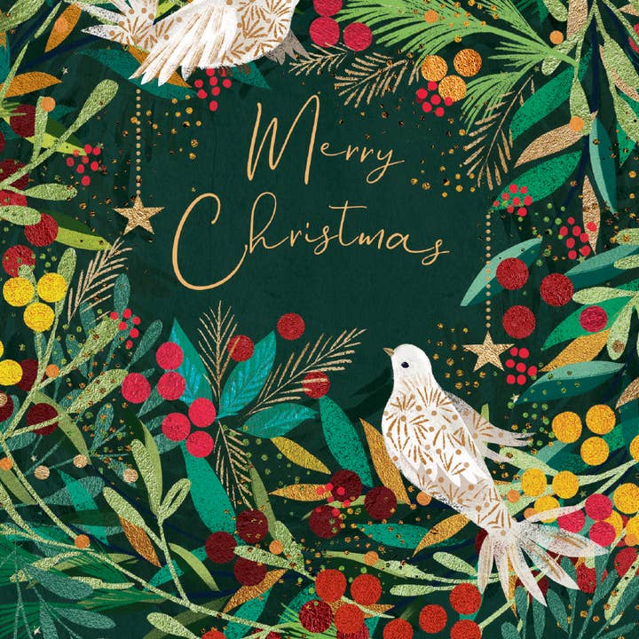DOVE ON GREEN | CARTE HOLIDAY BOXED CARDS for wholesale by Calypso Cards LLC