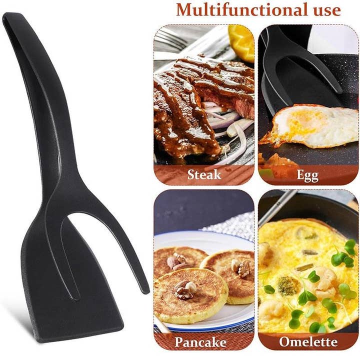 VIGOR - Wholesale Spatula/turner - Double Sided Pancake Fish Turner Flip Spatula Tongs, Silicone Egg Flipper Tong(10 Pack)5