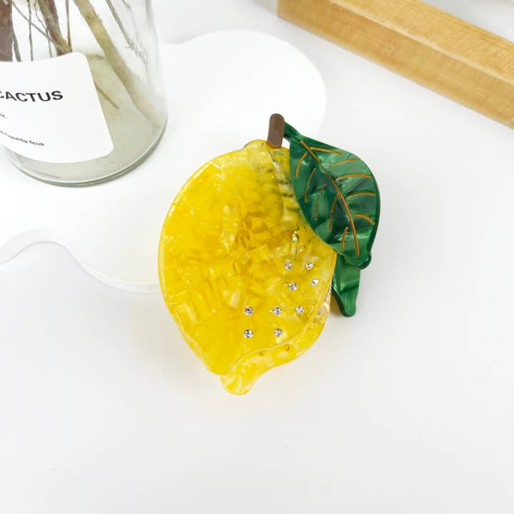 Yellow Lemon Fruit Hair Clip for wholesale on Faire