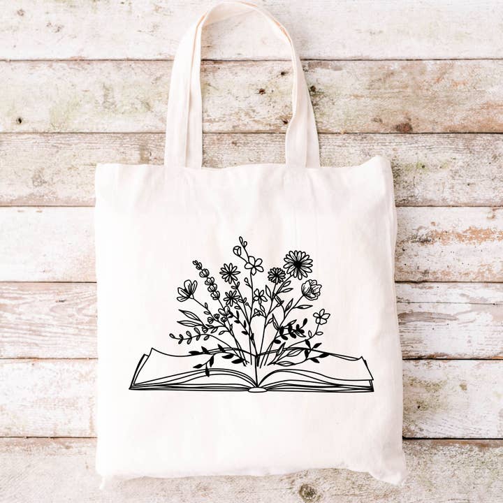 Floral Book Tote Bag for wholesale by Indigo Bramble Boutique