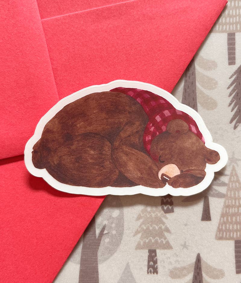 Sleepy black bear | Transparent matte vinyl for wholesale by Aiko Graven