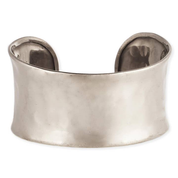 Silver Hammered Rounded Cuff Bracelet for wholesale by ZAD