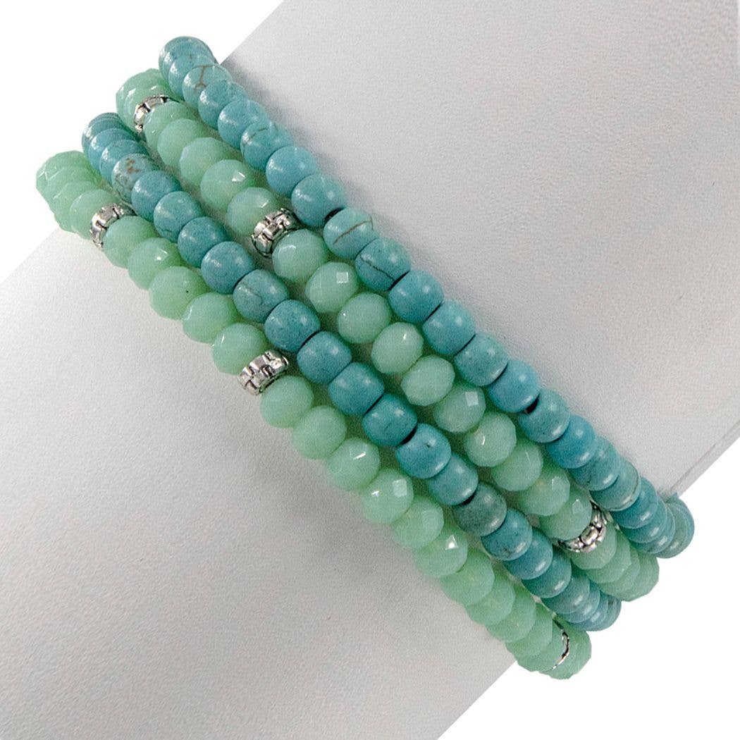 My Fun Colors - Wholesale Beaded Bracelet - Gemstone + Crystal Bead Stretch Bracelets, Set4 | 24 Styles!0