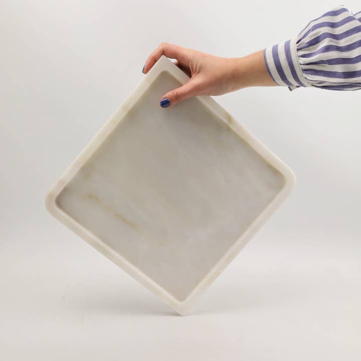PIETRA DI CASA - Wholesale Decorative Tray - PAPA ALANA Square - Natural Stone Tray in Volakas Marble2