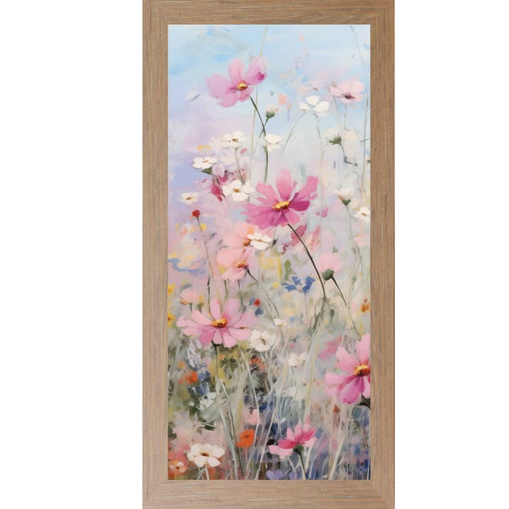 Art encadré de fleurs sauvages printanières, floral rose d'été pour la vente par Summer Snow Art