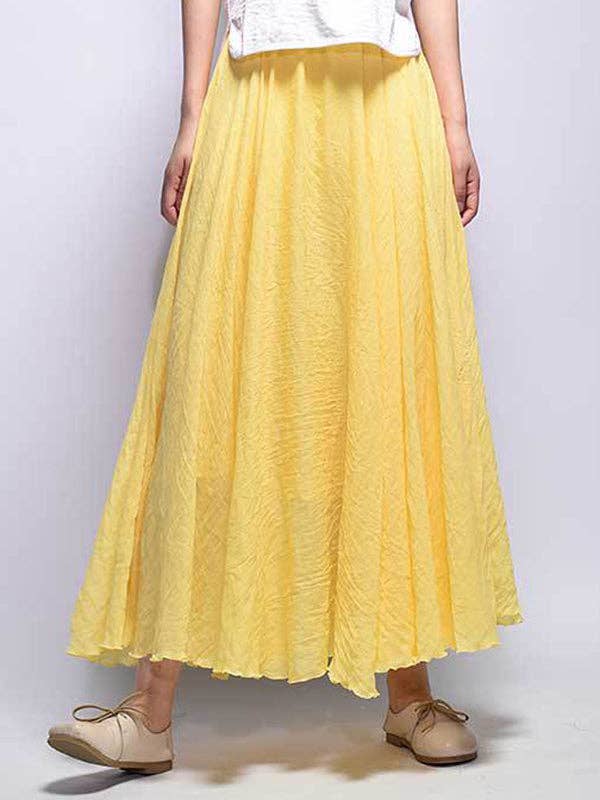 StyleGalX - Vente Jupe – femme - Jupes décontractées trapèze de couleur unie à taille élastique11