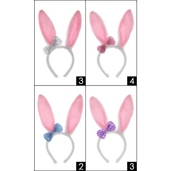 Sensibling Corp. - Wholesale Fashion headband – women's - 12PCS - Bunny Rabbit Ear with Ribbon Fur Headbands1