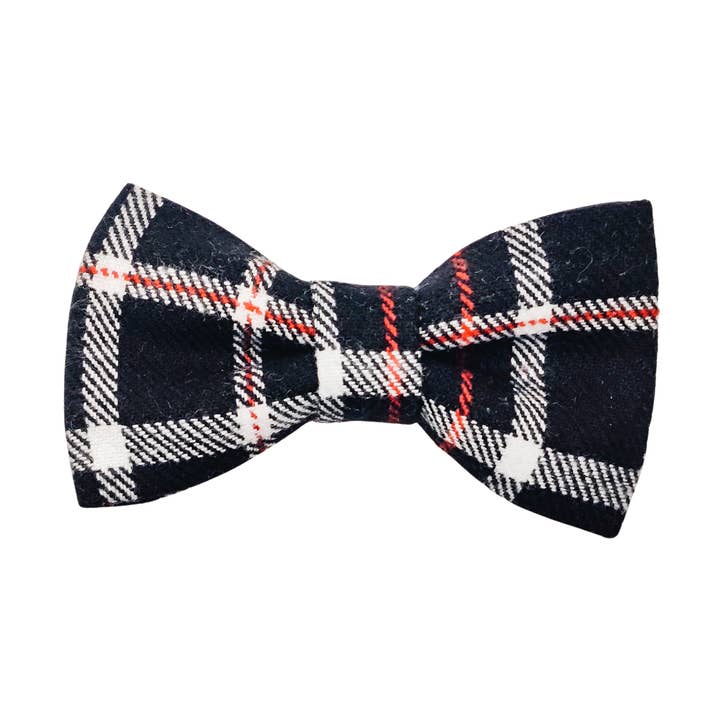 Black Plaid Woven Dog Bow Tie for wholesale by Charlotte's Pet