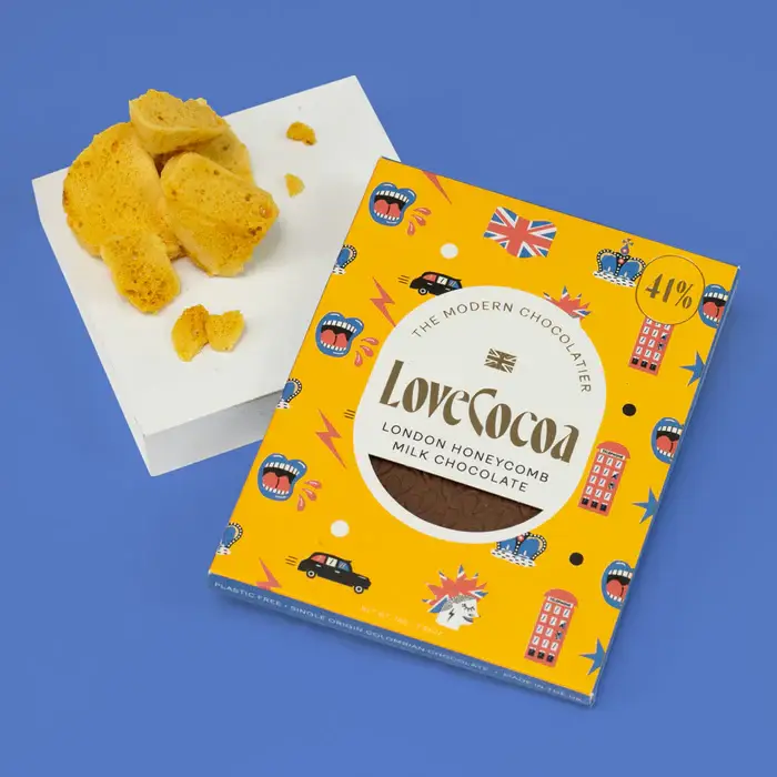 Love Cocoa & H!P [No duties when shipping to US!] - Vente Barre chocolatée - Barre de chocolat au lait 41% British Nid d'abeille1