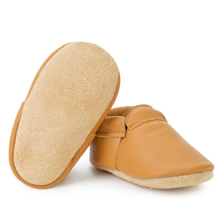 BirdRock Baby - Wholesale Moccasins - Kids - Fringeless Baby Moccasins - Leather Baby Shoes (Gingersnap)