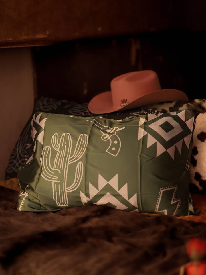 Cactus Cowboy Satin Pillow Case for wholesale by Southern Essentials by Ashley LLC