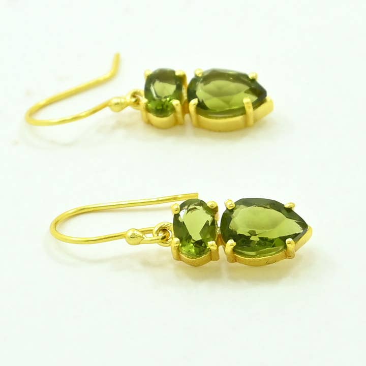 Ella Earrings Gold Silver 925 - Green Tourmaline for wholesale by Schmuckoo Berlin