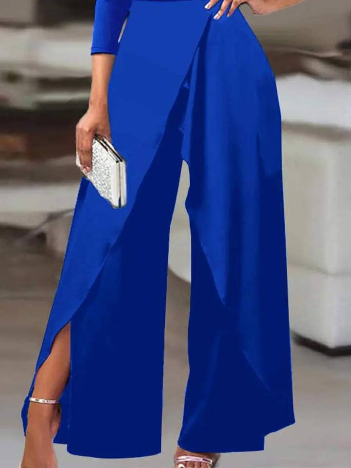Fashion Combination - Wholesale Jumpsuit - Women's - Elegant One Shoulder Wide Leg Jumpsuit for Evening & Parties8