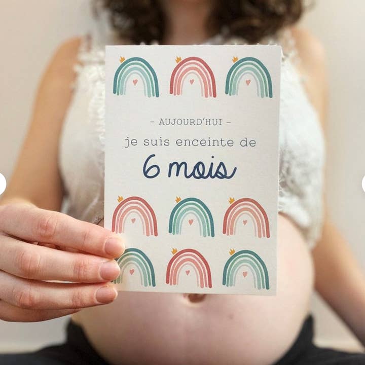 Créa-graphic - Wholesale Baby Card - Pregnancy maps, month by month, pastel colors2