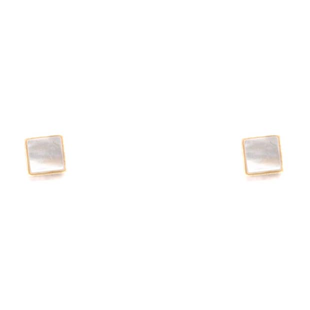 Tiny Square Studs in Mother of Pearl for wholesale by Michelle Starbuck Designs