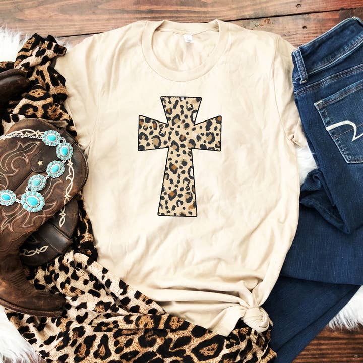 Camiseta Leopard Cross para venta al por mayor de SweetBee