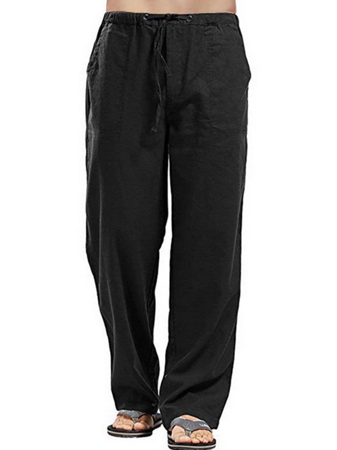 Blak Wardrob - Vente Pantalon – homme - Pantalon droit à cordon de serrage pour homme grande taille12