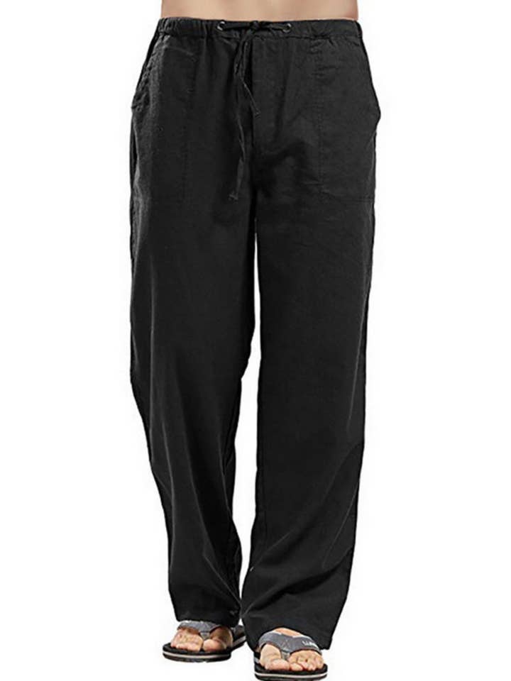 Blak Wardrob - Vente Pantalon – homme - Pantalon droit à cordon de serrage pour homme grande taille12