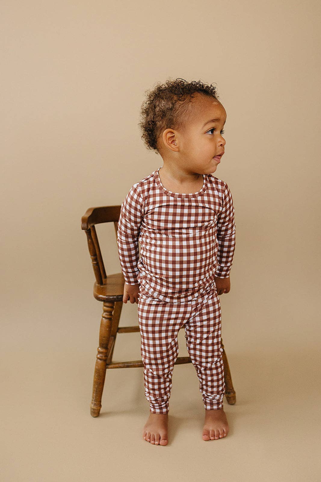 Lucky Panda Kids - Wholesale Lounge Set - Kids - Bamboo Two Piece Set | Chocolate Gingham10