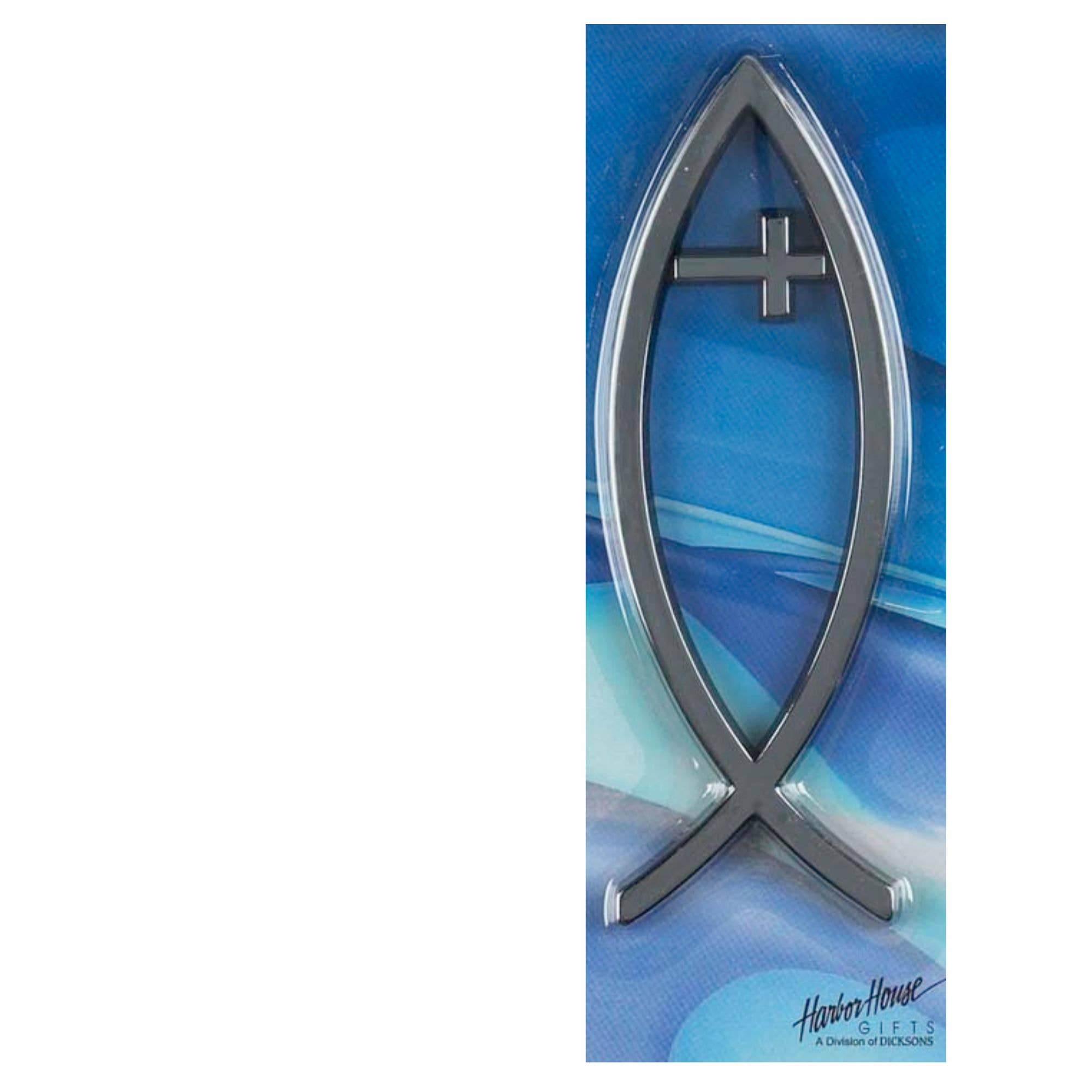 Dicksons - Vente Breloque décorative pour voiture – unisexe - Auto Emblème Poisson Croix Argent1