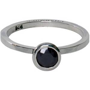 R132 Ring Black 'Round Diamond' voor wholesale door Charmin's Ringen