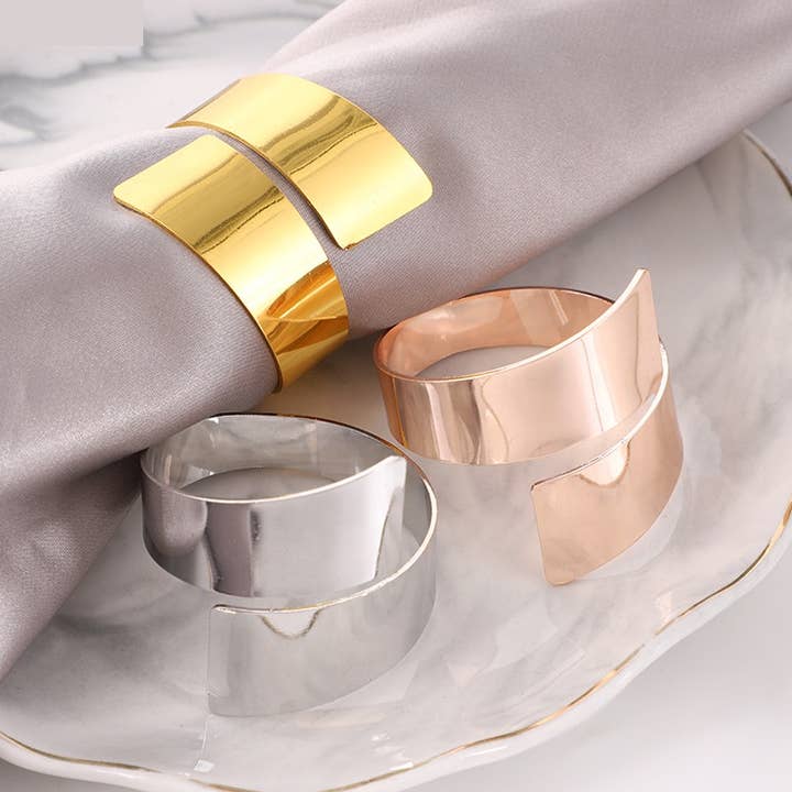 Sostraw & SmartThings - Wholesale Napkin Ring - Napkin Ring - Flat & Round - Silver or Gold0
