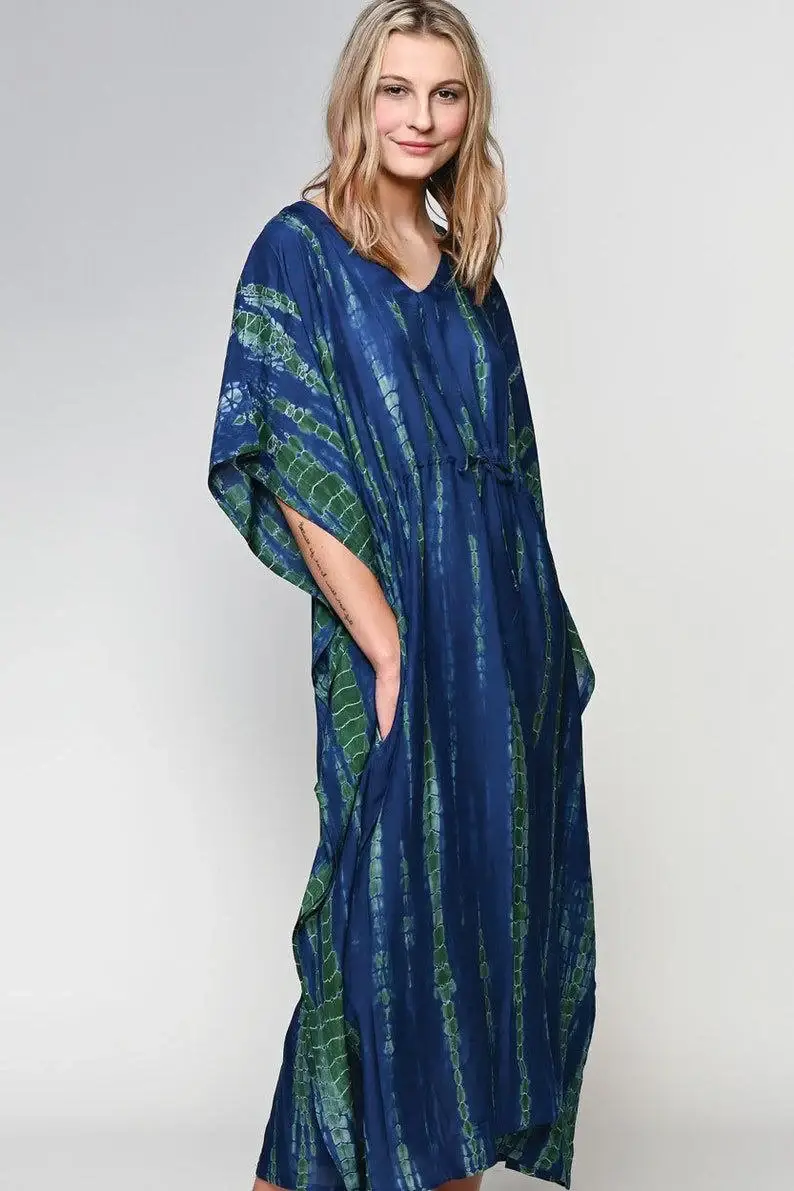 Bhawana Handicrafts - Wholesale Kaftan - Women's - 5 Piece Lot, Tie Dye Kaftan One Size Fit Plus Shibori Tie 1