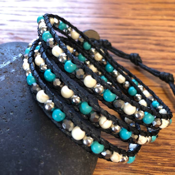 SoulTika - Vente Bracelet de perles - Bracelet enroulé turquoise - bracelet tissé à la main1