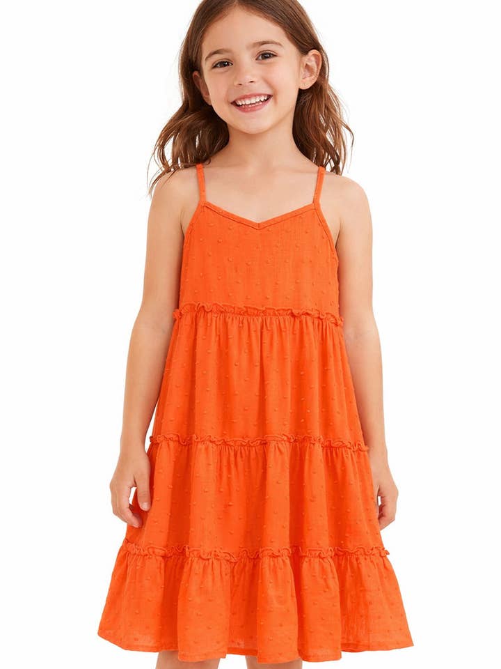 TKD-Q23-3189T-ORA Toddler's Orange Maxi Dress for wholesale by Cutie Patootie Clothing