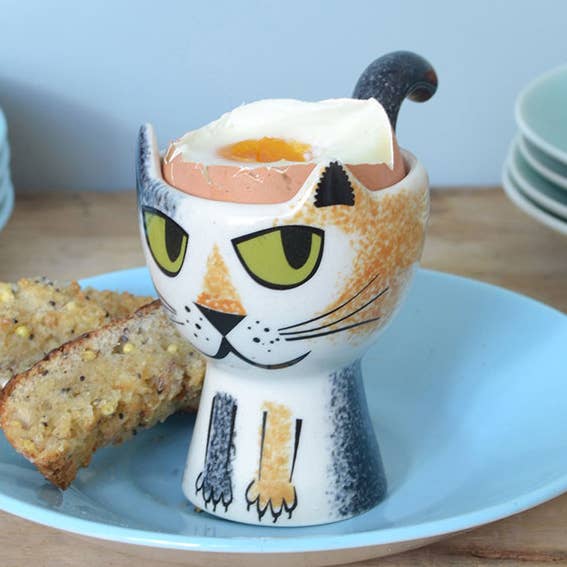 Tortoiseshell Cat Egg Cup for wholesale by Hannah Turner Ltd