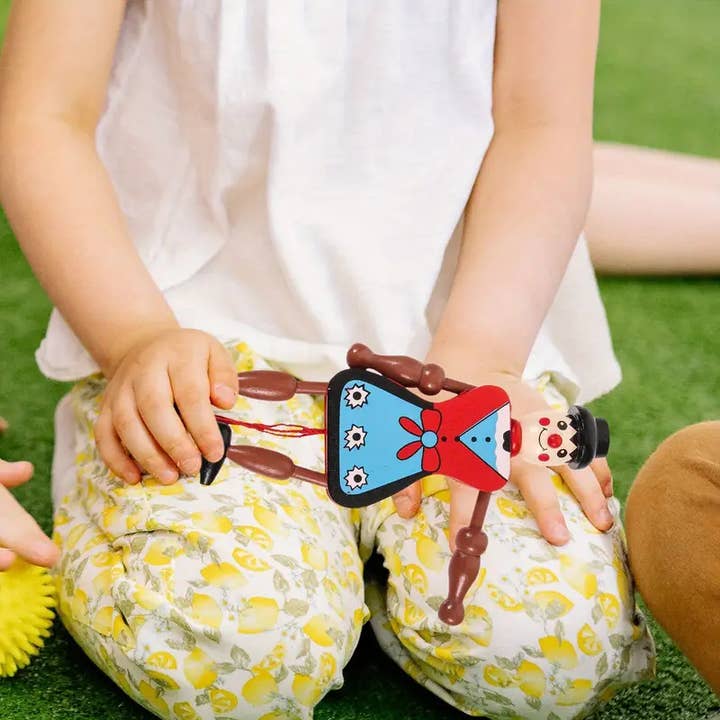 Mix Color Pc Wooden Marionette Puppets – 7" Handcrafted Pull-String Dolls for wholesale on Faire2