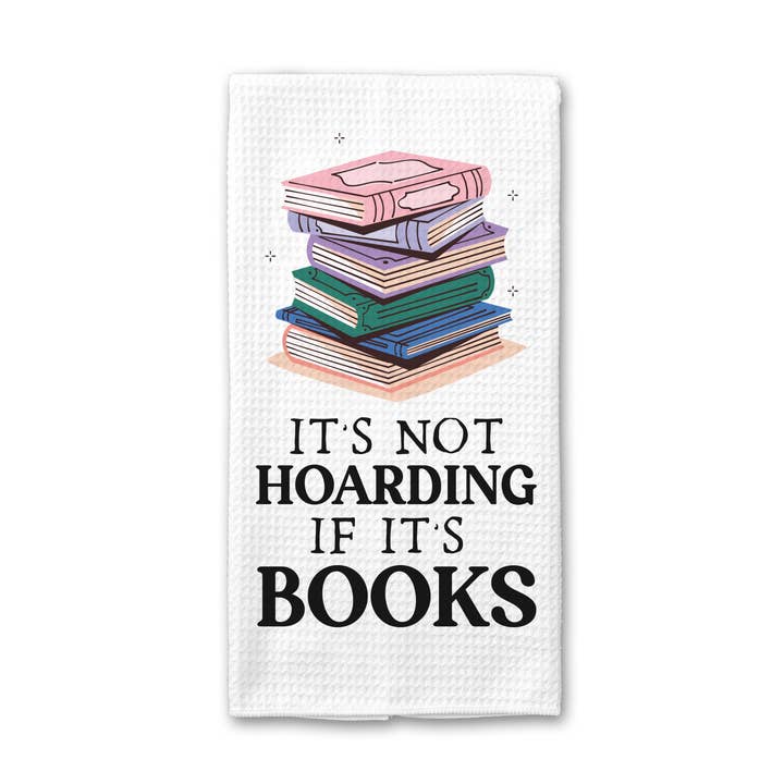 Hoarding Books Kitchen Towel, Floral Book Dish Bookish for wholesale by Canary Road
