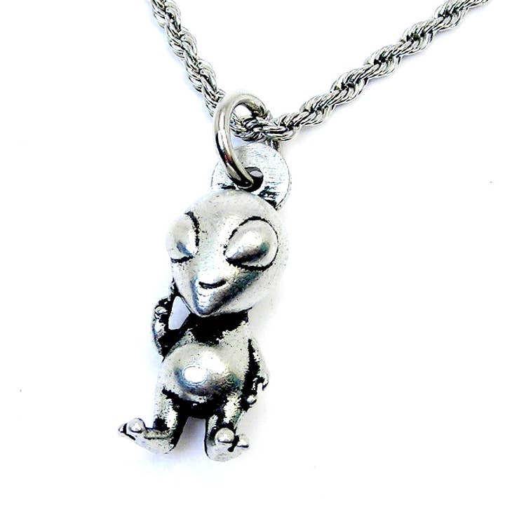 Collier en corde Alien gris pour homme de 20 pouces pour la vente par Chubby Chico Charms