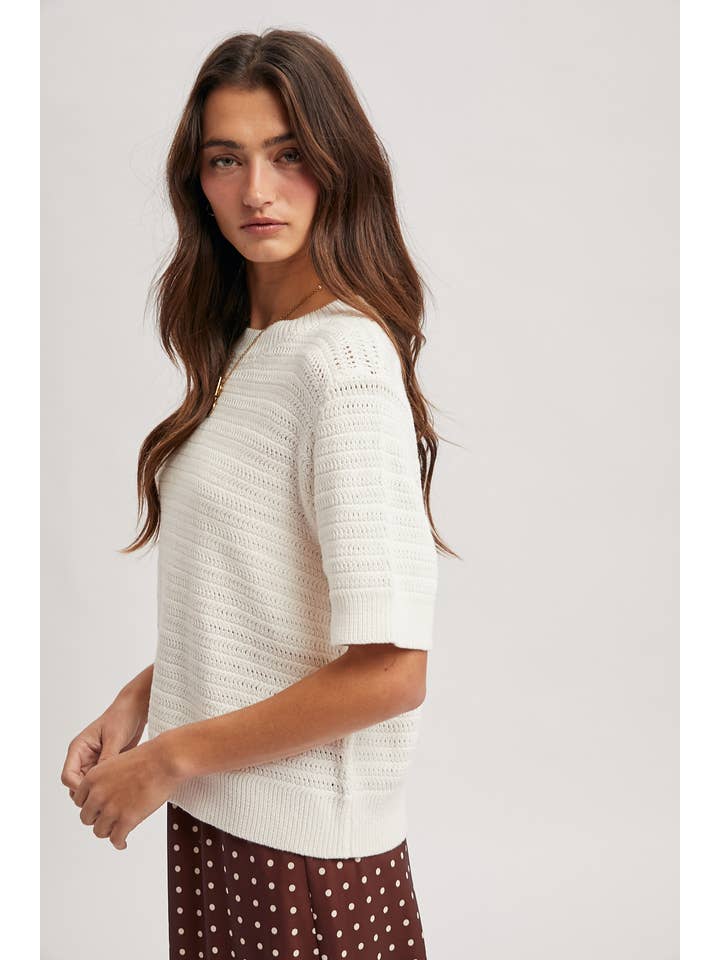 Wishlist Apparel - Wholesale Knit Sweater - Women's - TEXUTRED SHORT SLEEVE SWEATER TOP / WL25-1189610