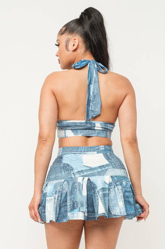 パンツ PLEATS MINI SKIRT SET PANTS Wholesale Crop Top W Pleated Mini Skirt Set for your store