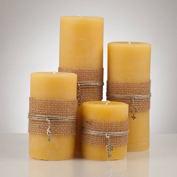 3" Natural Beeswax Pillar Candle - Solid Statement Piece for wholesale by The Abelo Collection