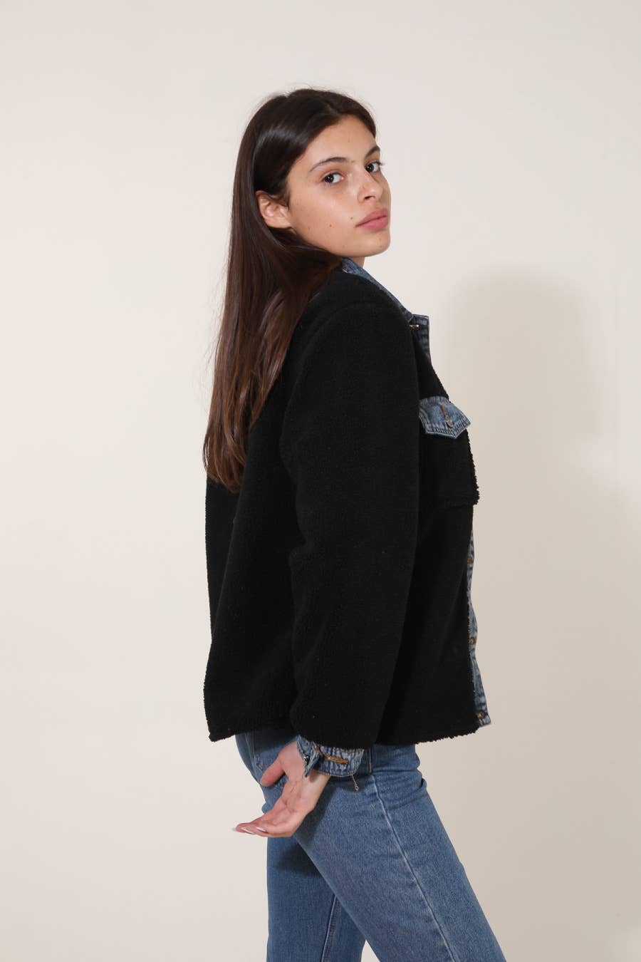 Attrait Paris – wholesale Päls/fuskpäls - Dam – Jeanrock med kort päls i bi-material10