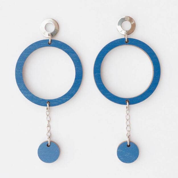 Oona Wooden Earrings Blue for wholesale by Unique Ella
