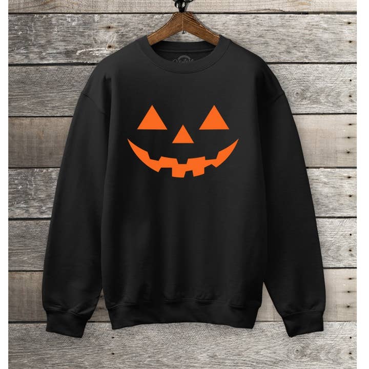 SW345-P7311 SWEATSHIRT BROSSÉ À MOTIF TÊTE DE CITROUILLE pour la vente par VINTAGE POINT USA